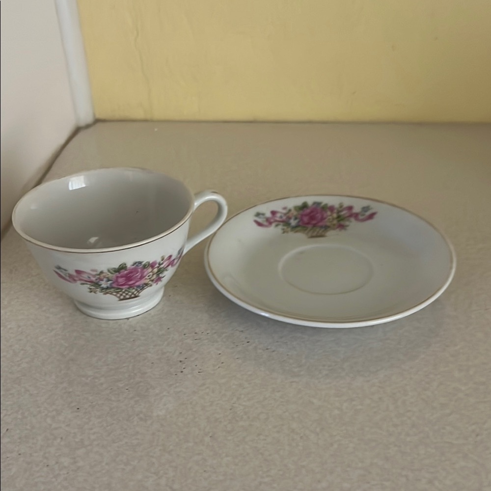 Floral Teacup and Saucer Set